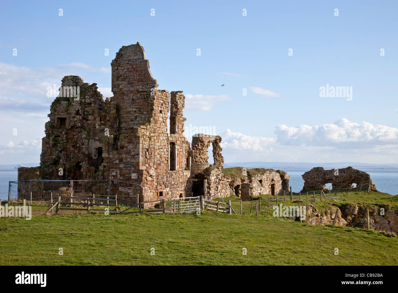 Ruins of Newark Castle, near St Monans, Fife, Scotland Stock Photo