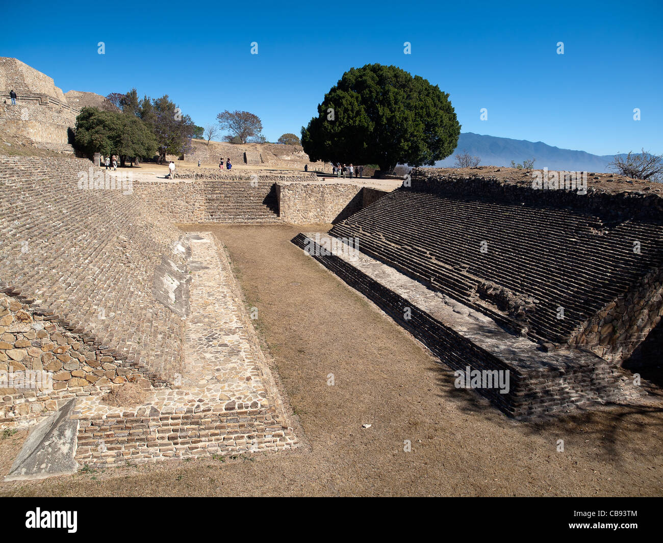 Golf ball in the religious center of the Zapotec of Monte Alban, Mexico Stock Photo