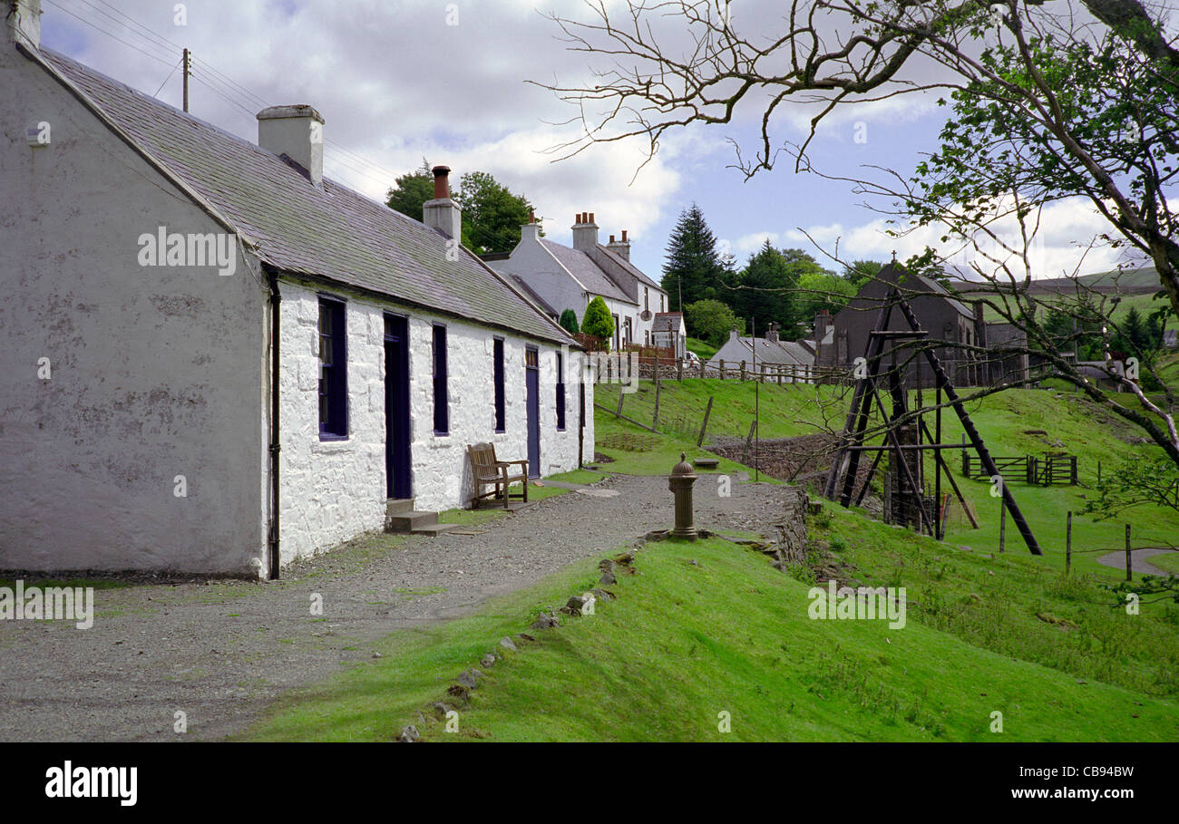 Formers Miners Cottages at Wanlockhead Village in the Lowther Hills, Nithsdale, Dumfries and Galloway, Scotland, UK Stock Photo