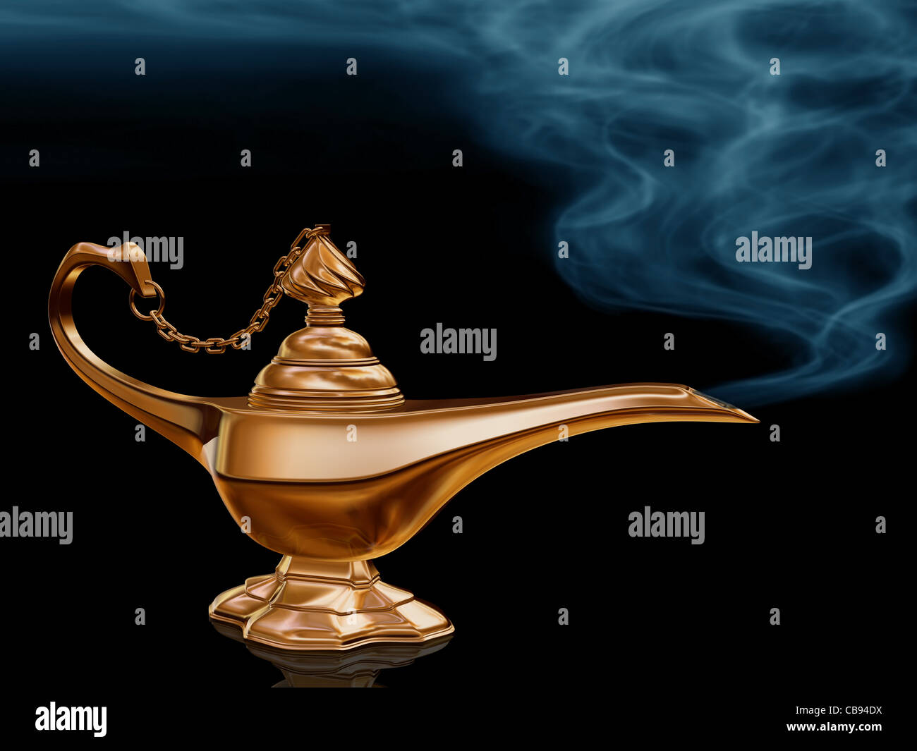 Illustration of the golden magic lamp from Aladdin Stock Photo
