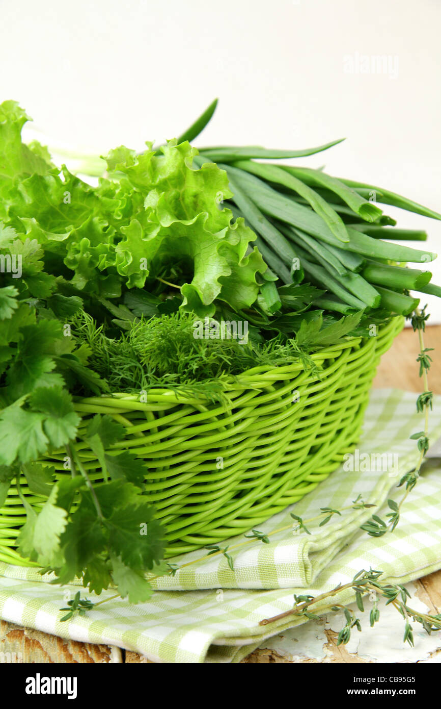 fresh green grass parsley dill onion herbs mix Stock Photo Alamy