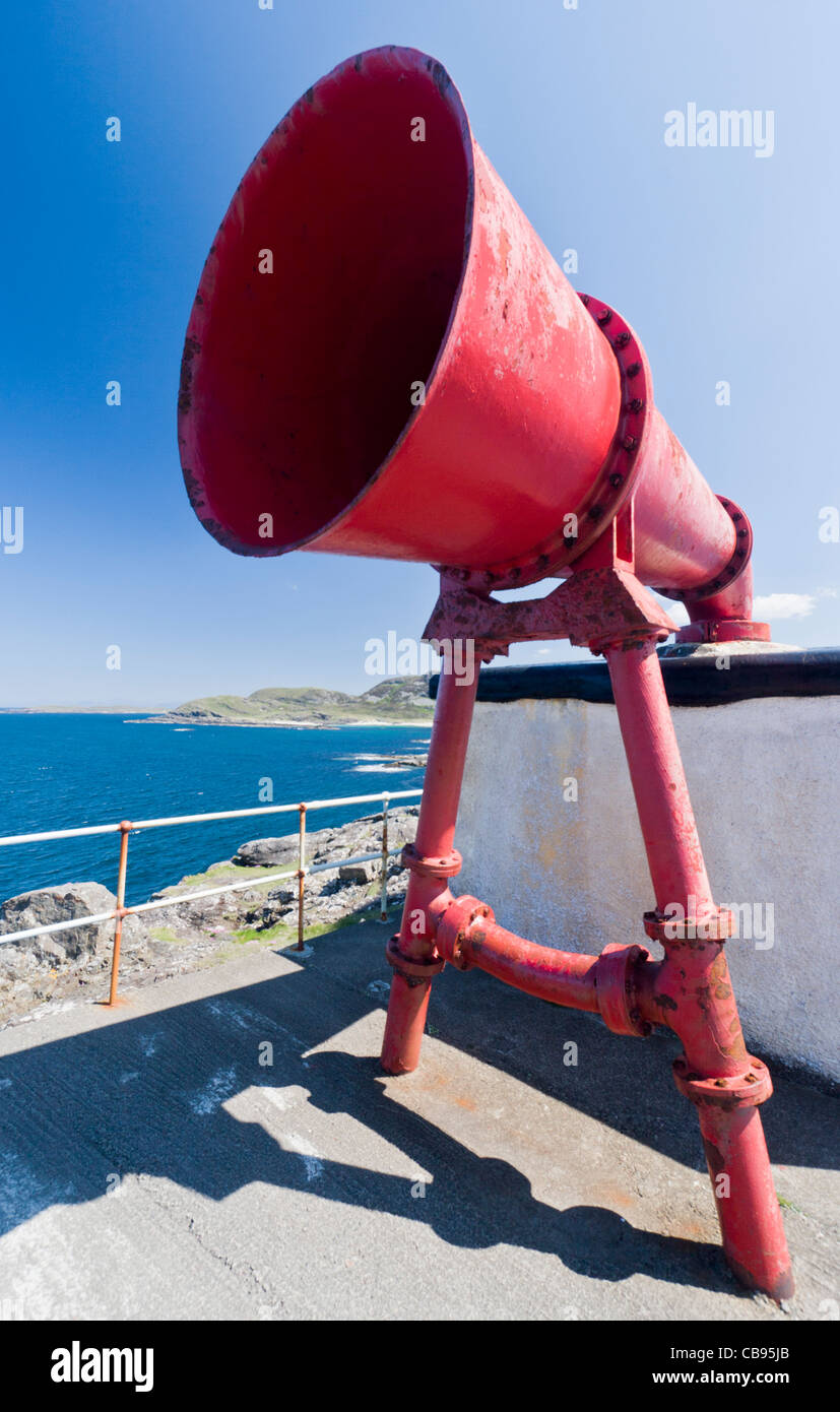 Red foghorn, Ardnamurchan lighthouse Stock Photo