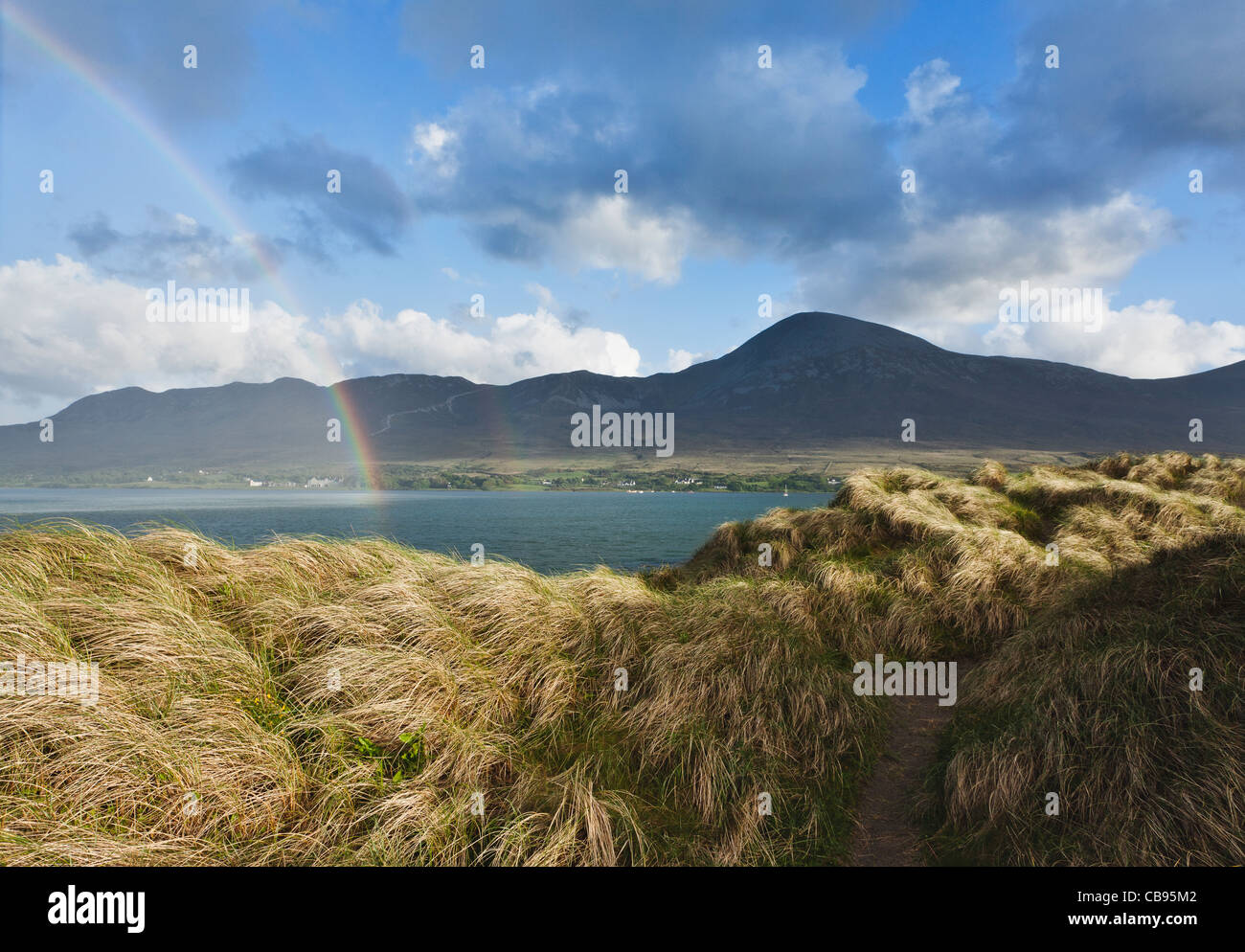 Rainbow over Croagh Patrick County Mayo, Ireland Stock Photo