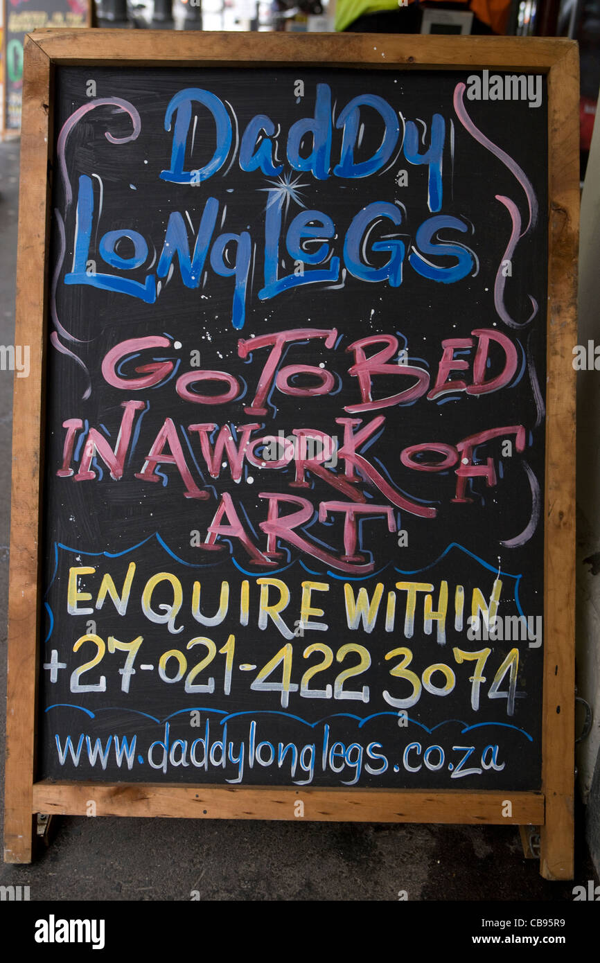 Cape Town: Long Street hostel advert Stock Photo