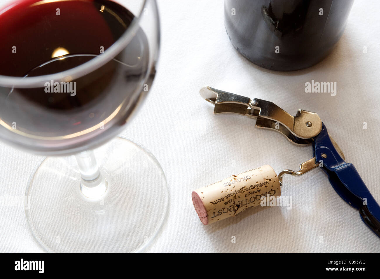 Cape Town wine glass & corkscrew Stock Photo Alamy