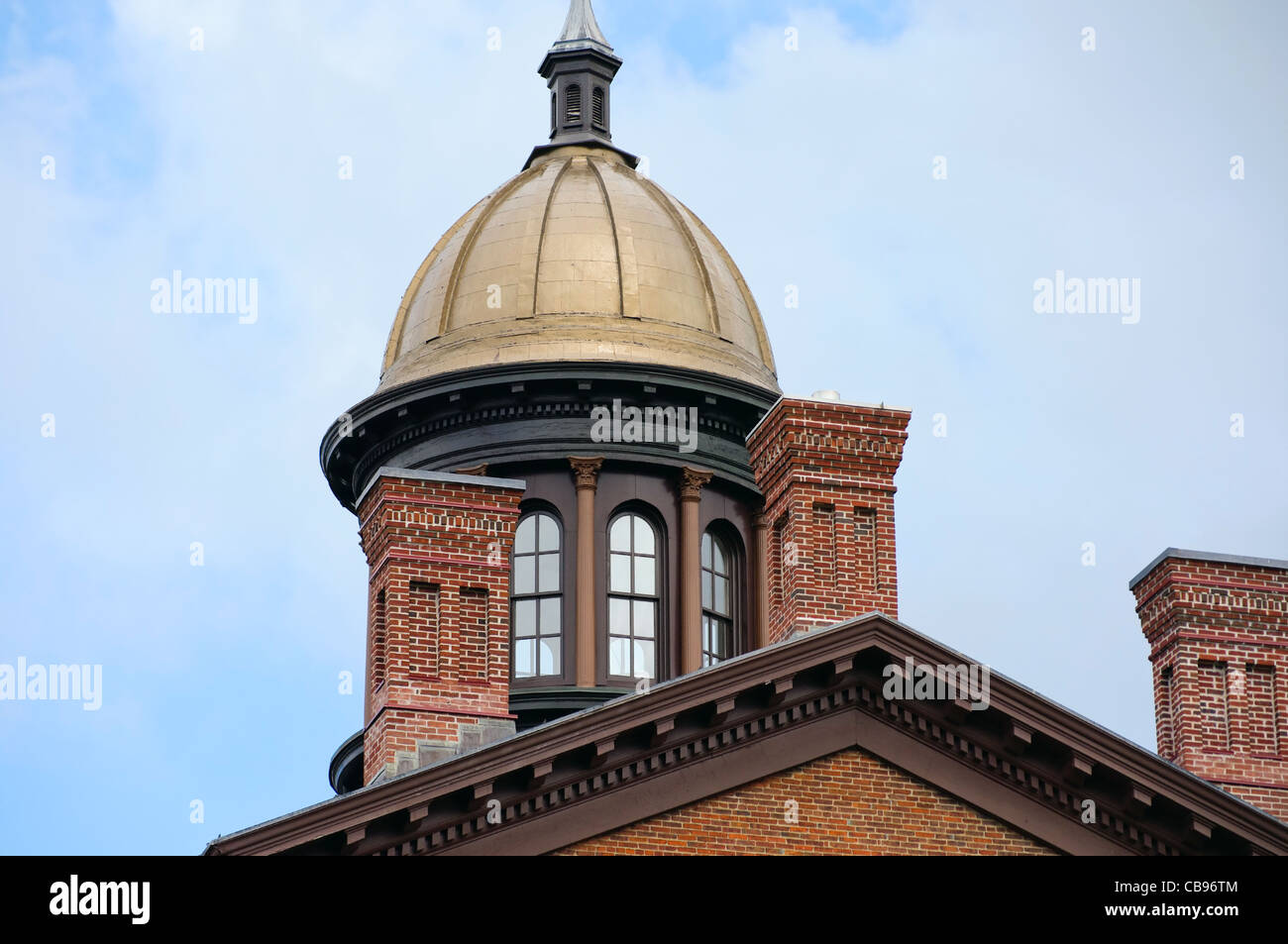 Historic Washington County Courthouse in Stillwater Minnesota built in Italianate style with dome, cupola and rooftop chimneys Stock Photo