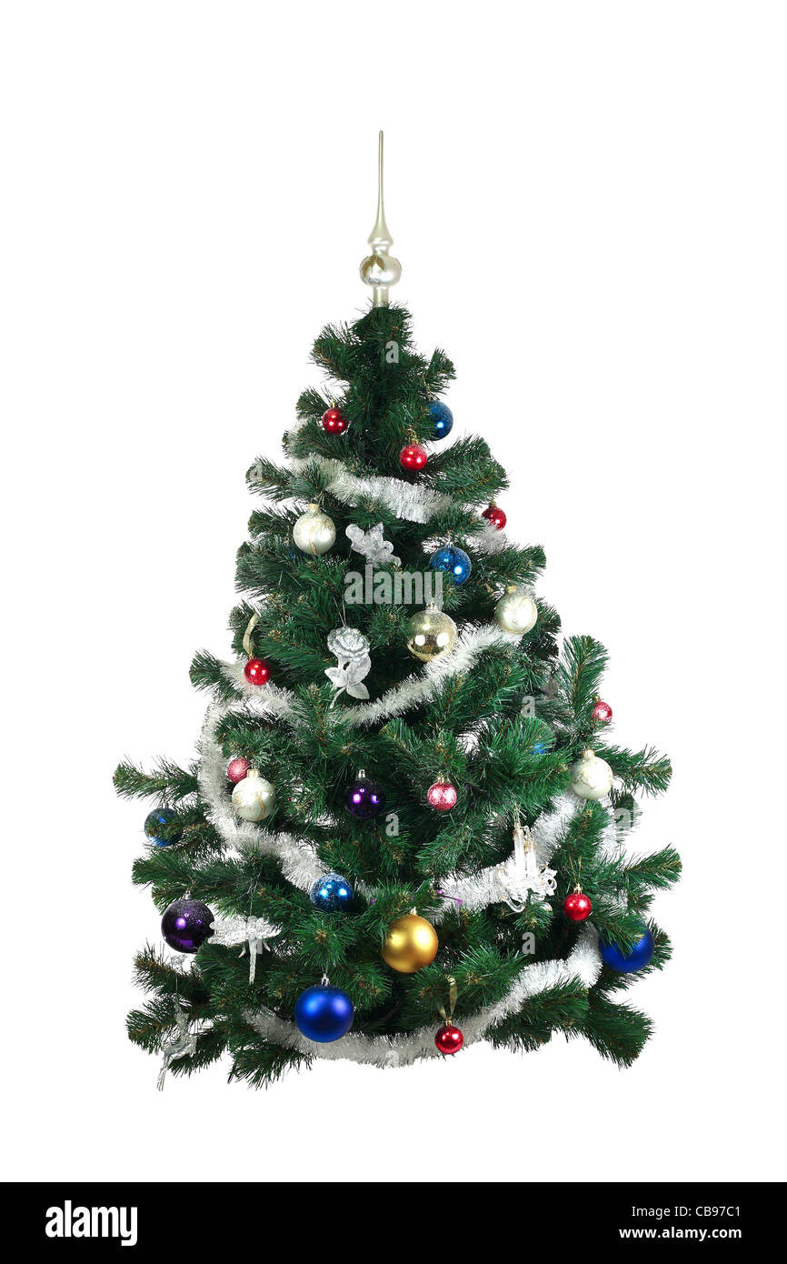 Christmas Tree and decorations. Over white background Stock Photo - Alamy