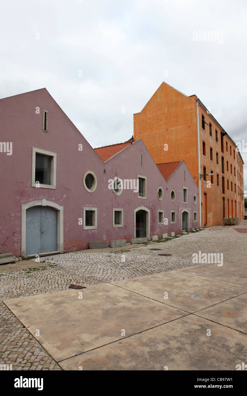 The angular and colourful facades of buildings undergoing renovation in ...