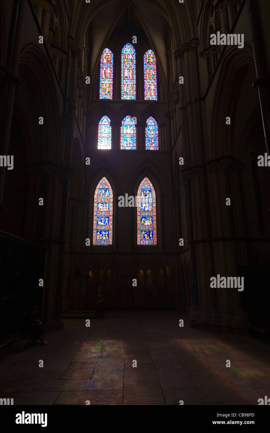 Lincoln Cathedral Stained glass window Stock Photo Alamy