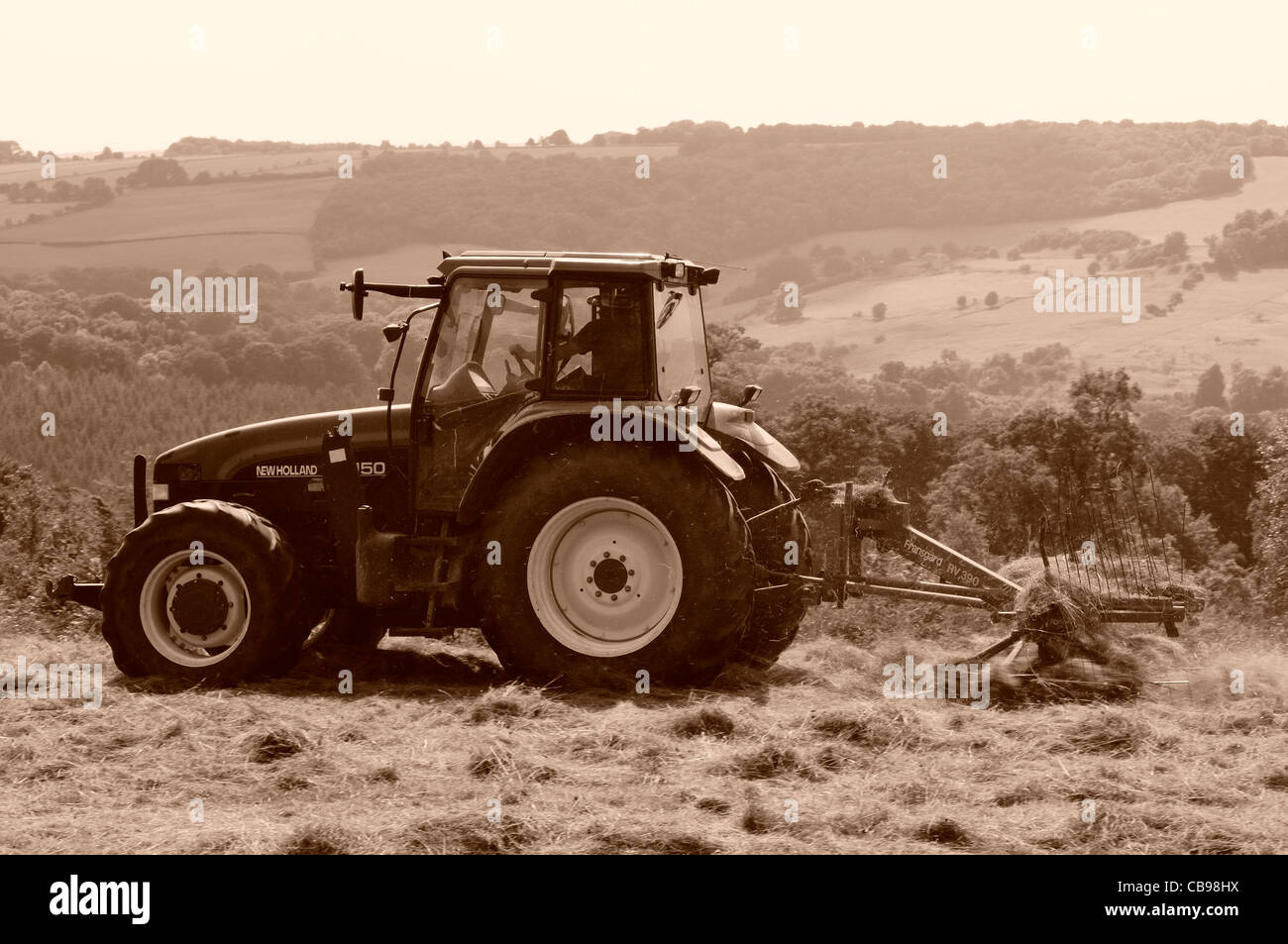 Close-up of Tractor Raking the Hay Stock Photo - Alamy