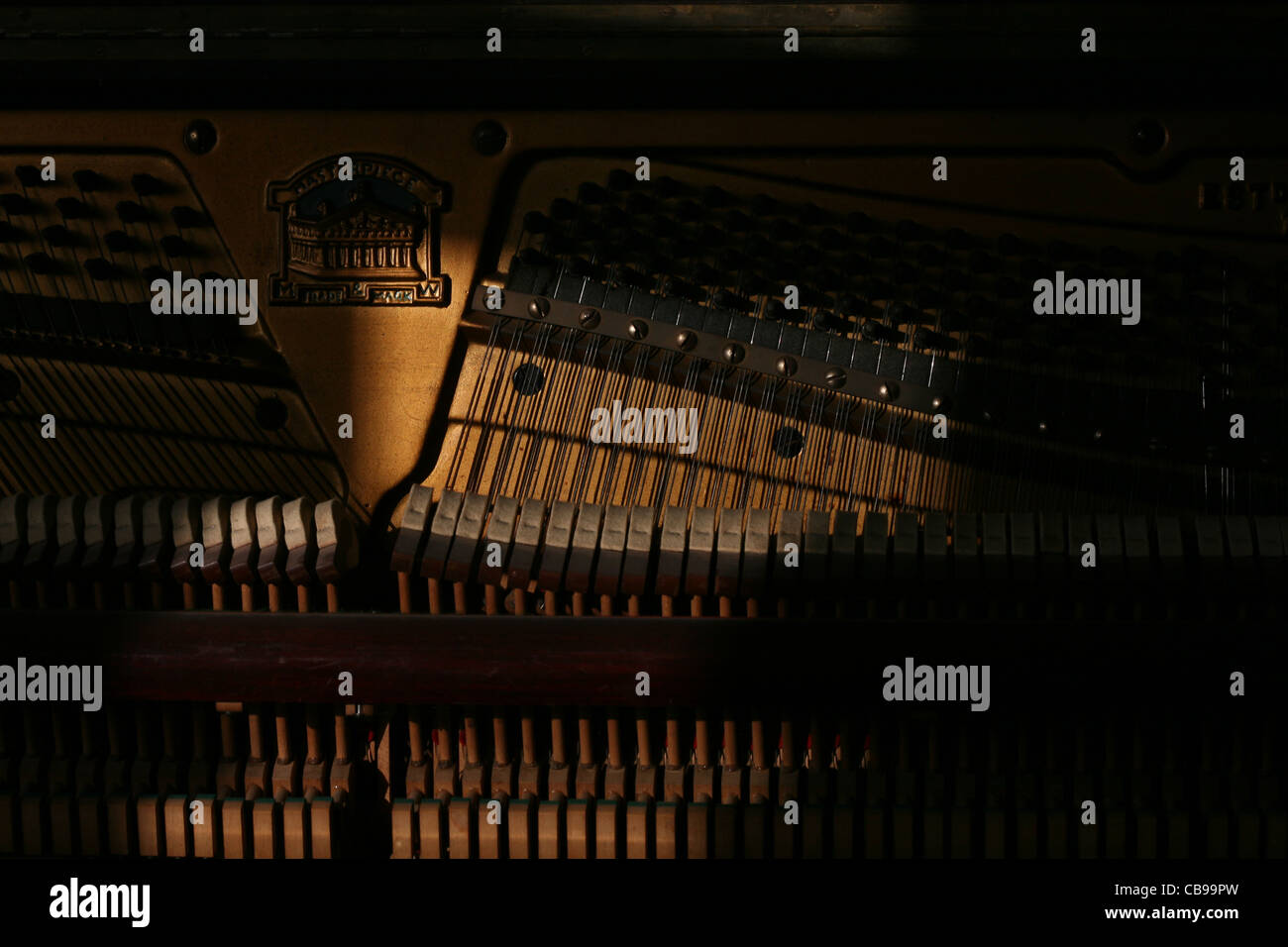 Upright piano strings Stock Photo Alamy