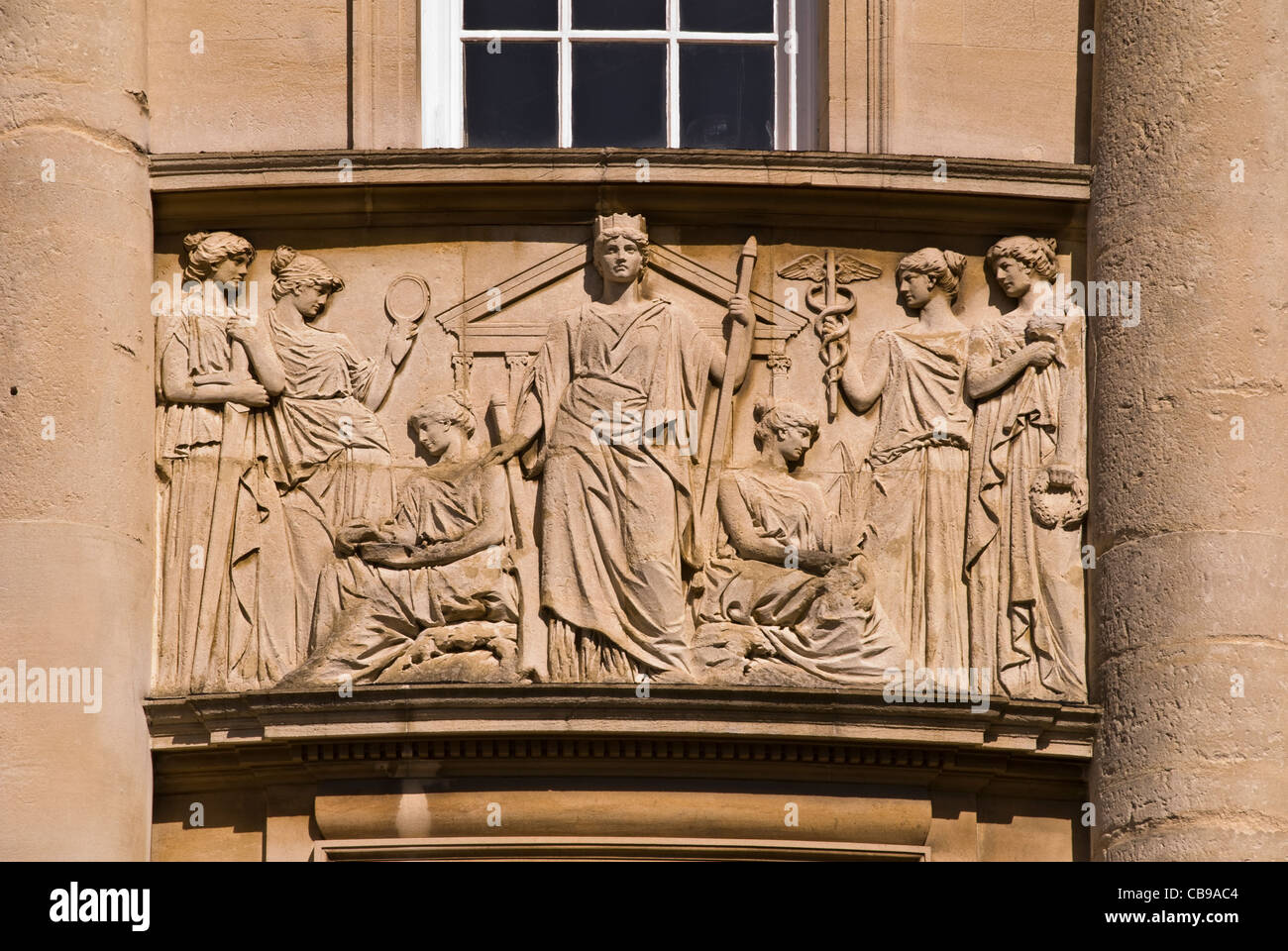 A frieze on the Guildhall, Bath, Somerset, England, UK Stock Photo