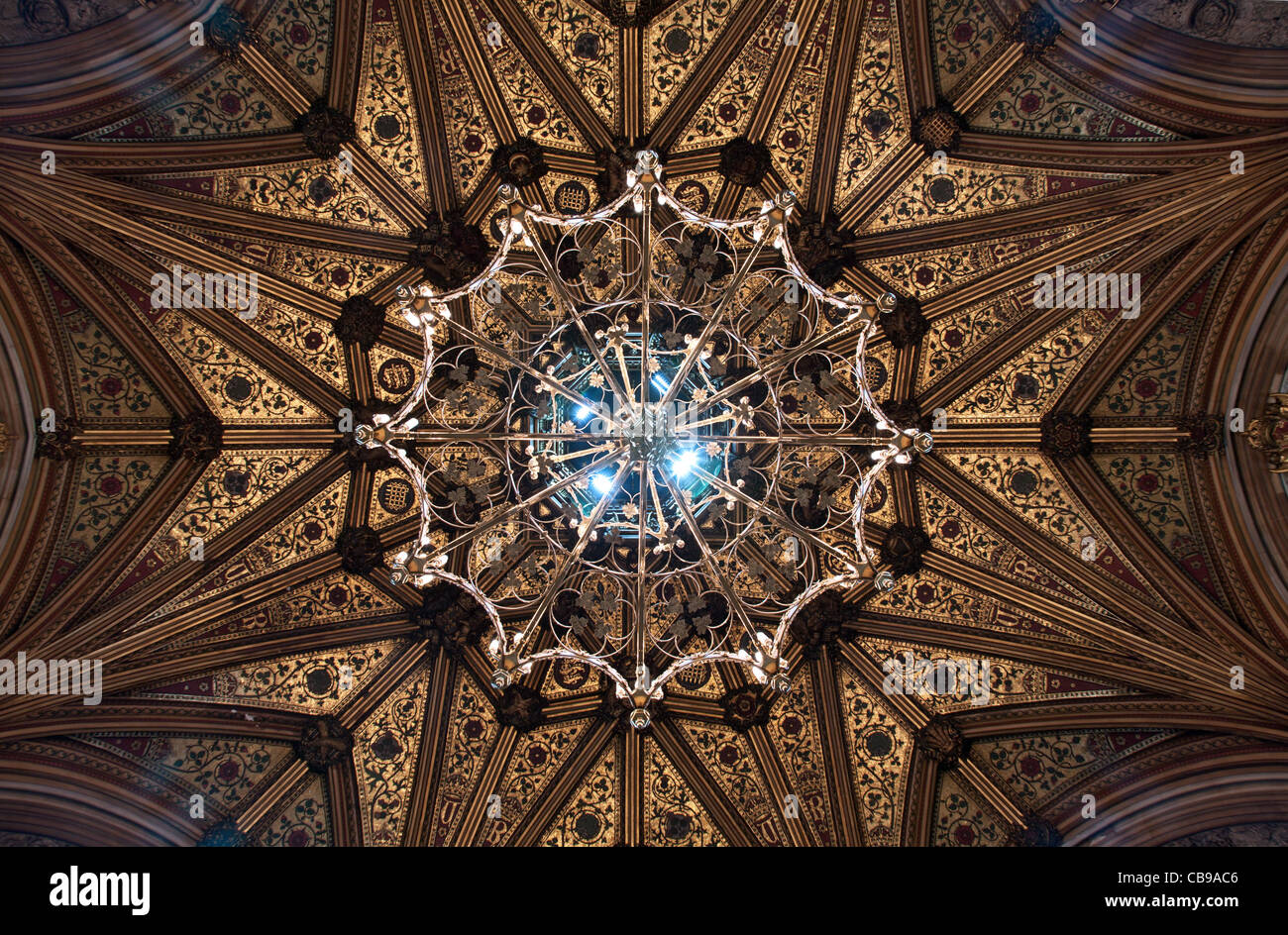 Chandelier, House of Lords & House of Commons Lobby, The Parliament, London, UK Stock Photo