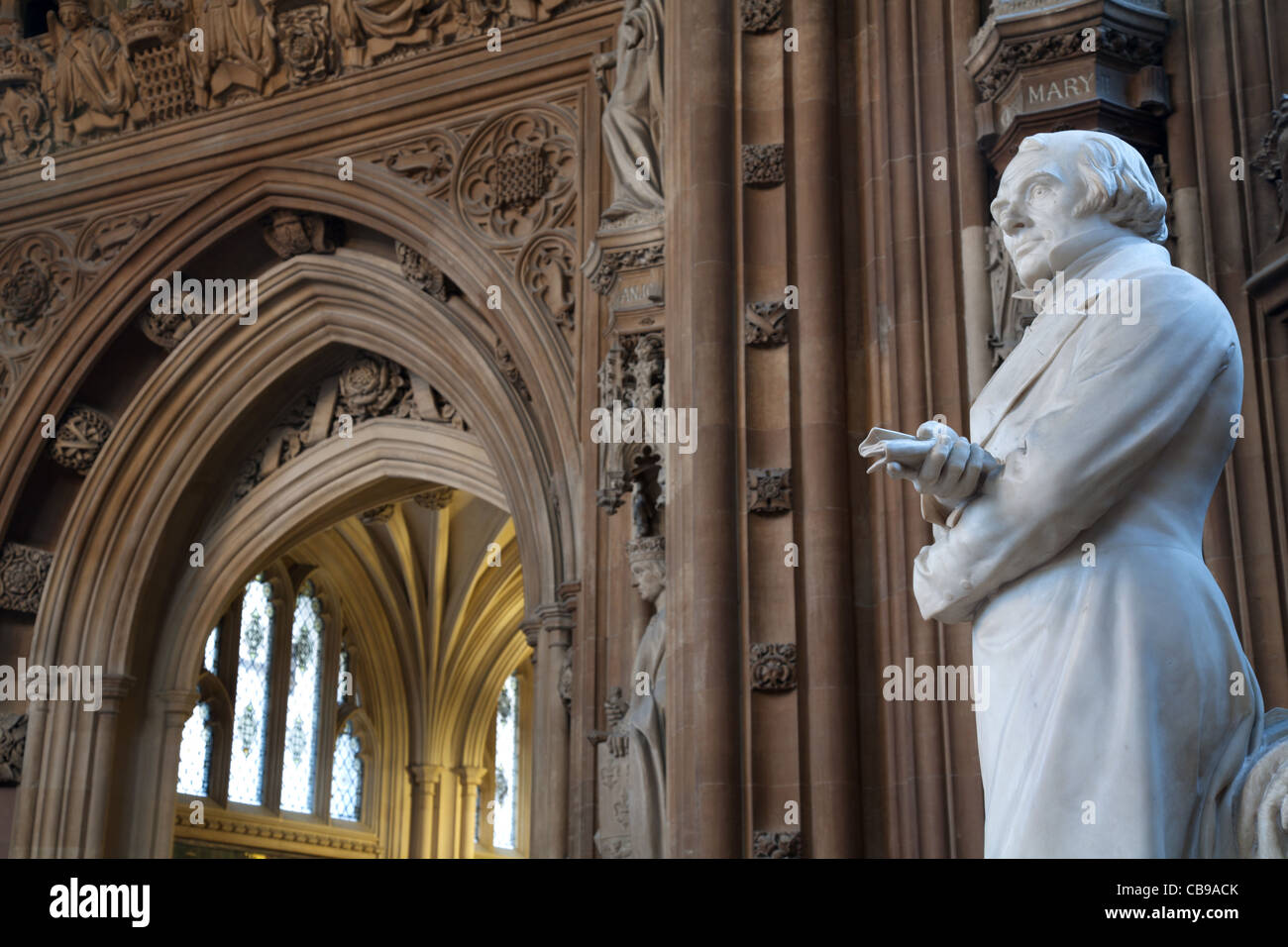 John Earl Russell statue, House of Lords & House of Commons Lobby, The Parliament, London, UK Stock Photo