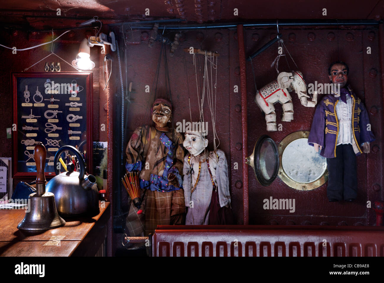 Puppets in The Puppet Barge, London Stock Photo
