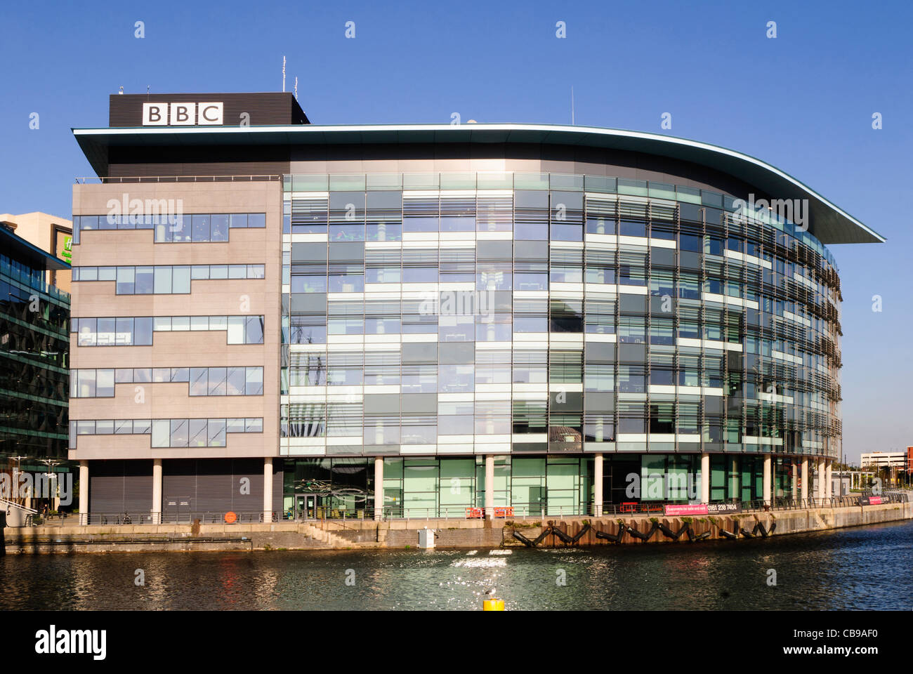 New BBC Media City offices, Salford Quays, Manchester, England, UK Stock Photo