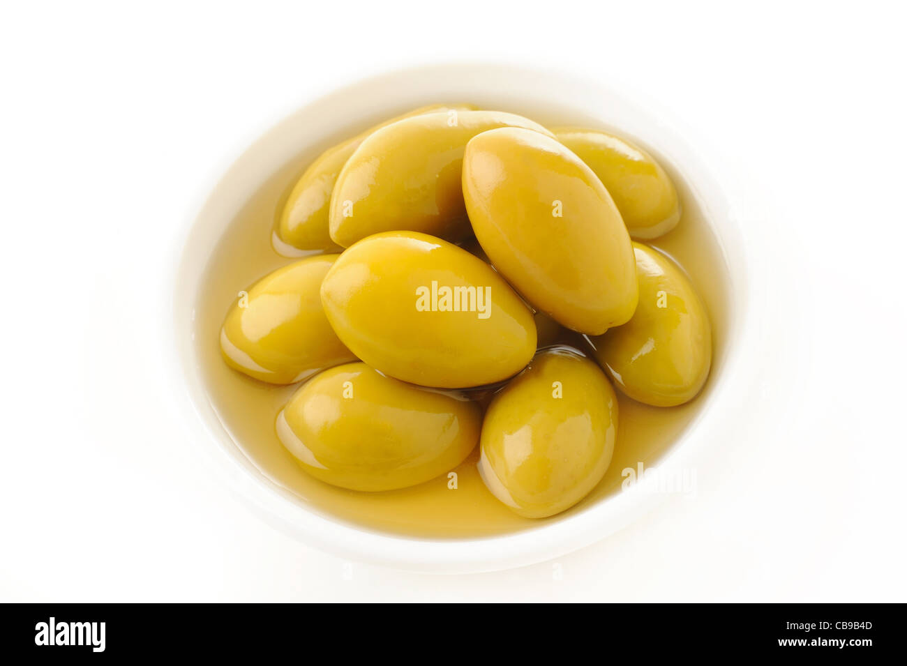 Pickled olives in a white cup Stock Photo