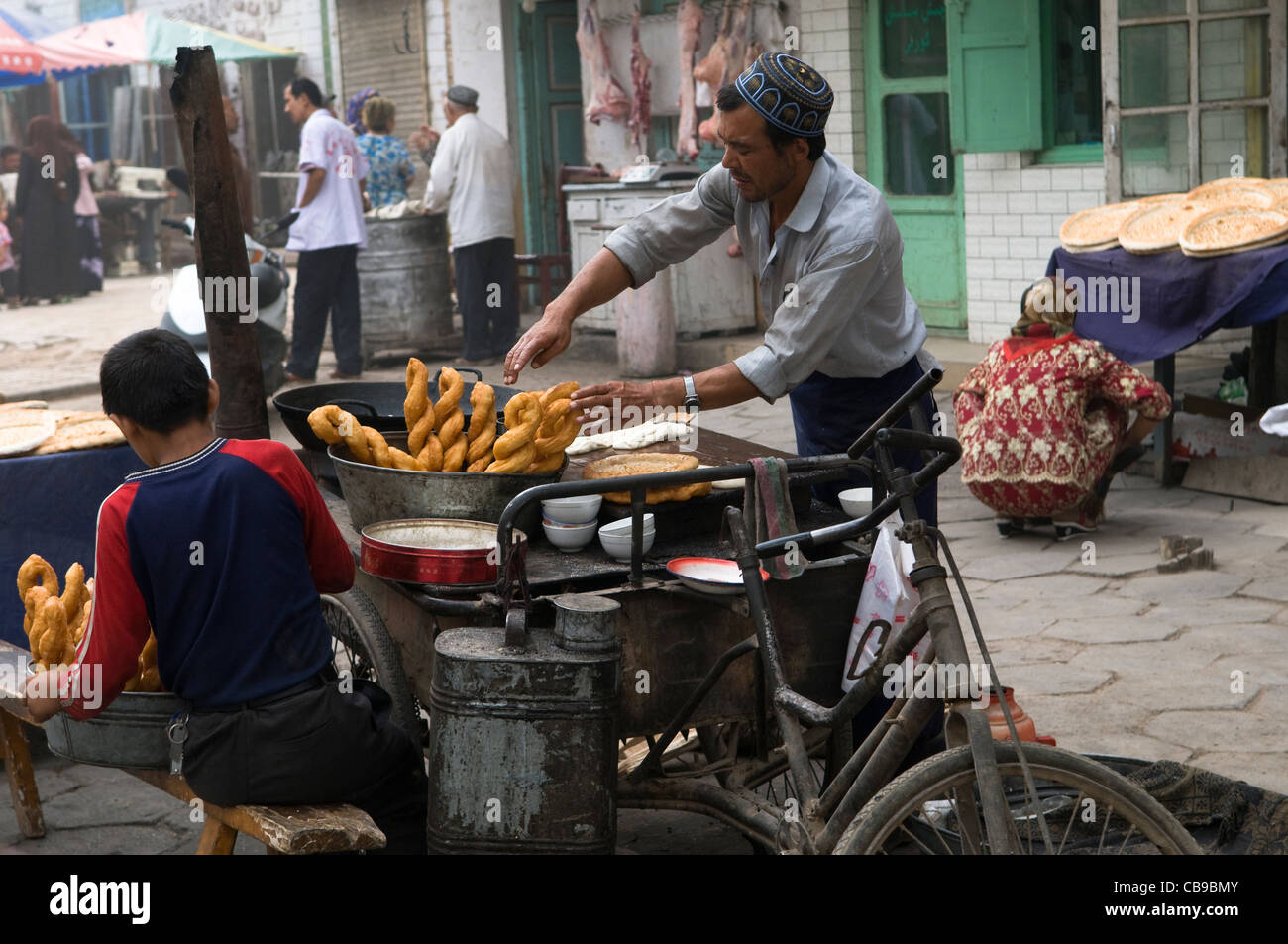 Deep fried Chinese bread Youtiao is a popular morning street food dish