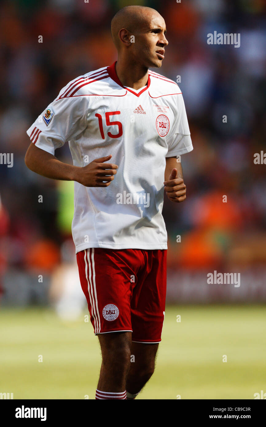 Simon Poulsen of Denmark gets ready for the second half of a 2010 FIFA World Cup Group E match against the Netherlands. Stock Photo