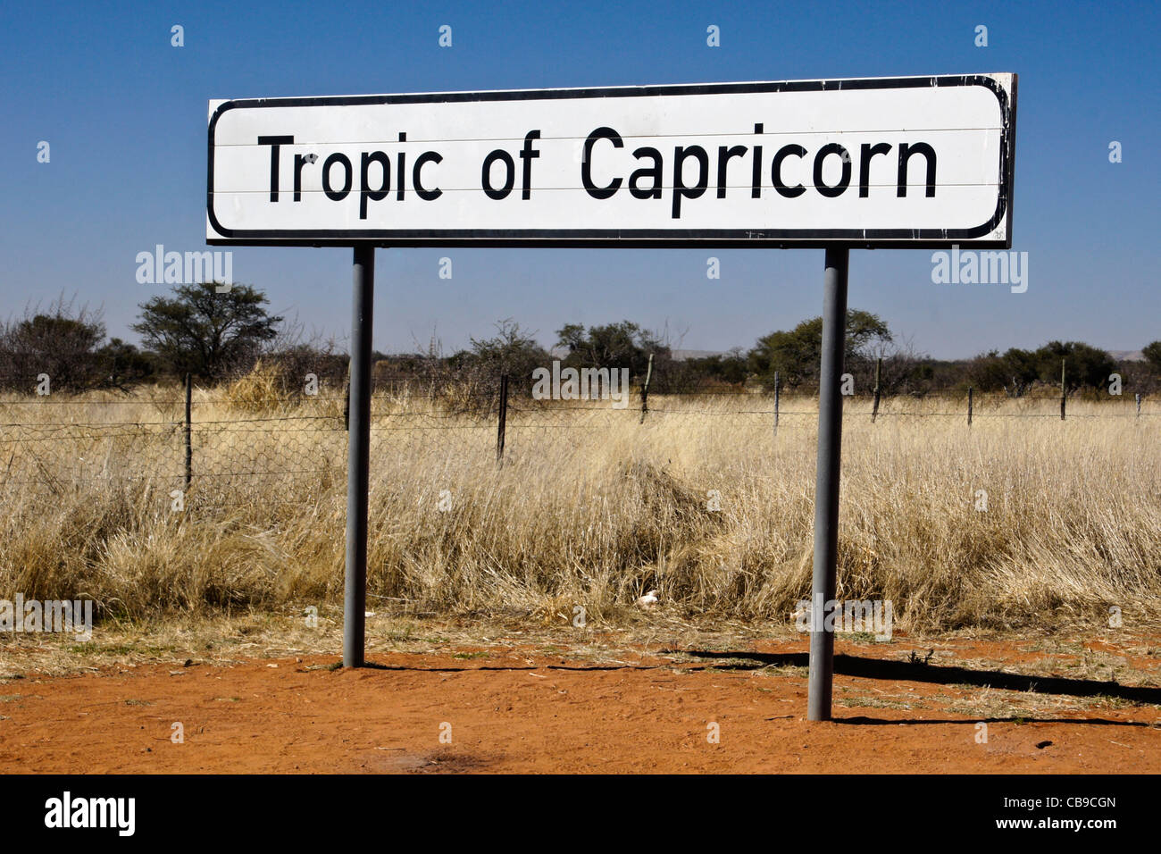 Tropic of Capricorn sign in Namibia Stock Photo