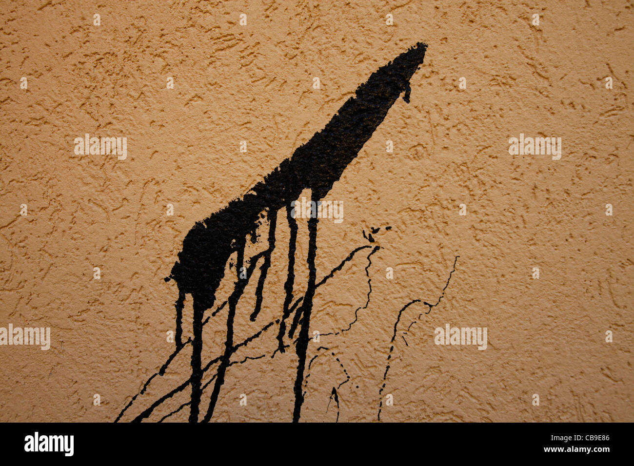 A tar stain on a wall Stock Photo
