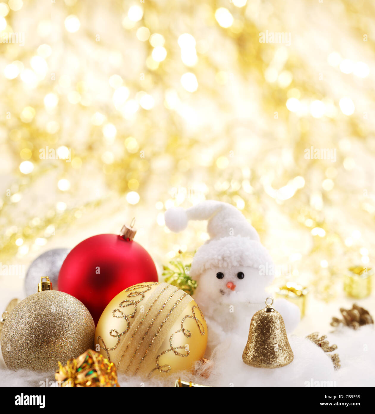 Christmas balls with a snowman Stock Photo