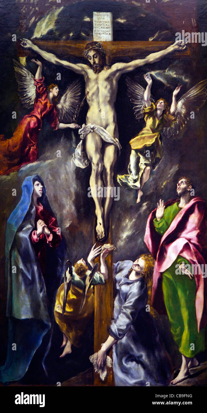 The Crucifixion, by El Greco, 1584, Museo Nacional del Prado Museum, Madrid, Spain, Europe Stock Photo