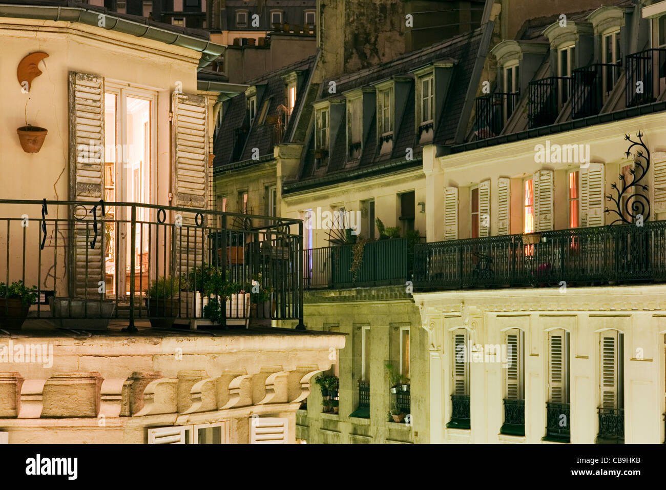 Montmartre Homes at Night Paris France Stock Photo Alamy