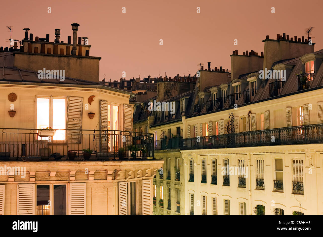Montmartre Homes at Night Paris France Stock Photo Alamy