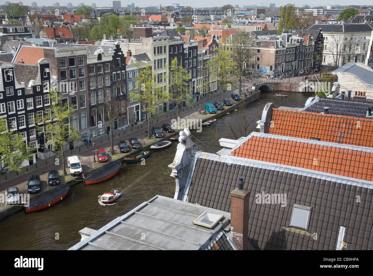 View from the Rooftops to the Keizersgracht channel, Amsterdam, The Netherlands Stock Photo