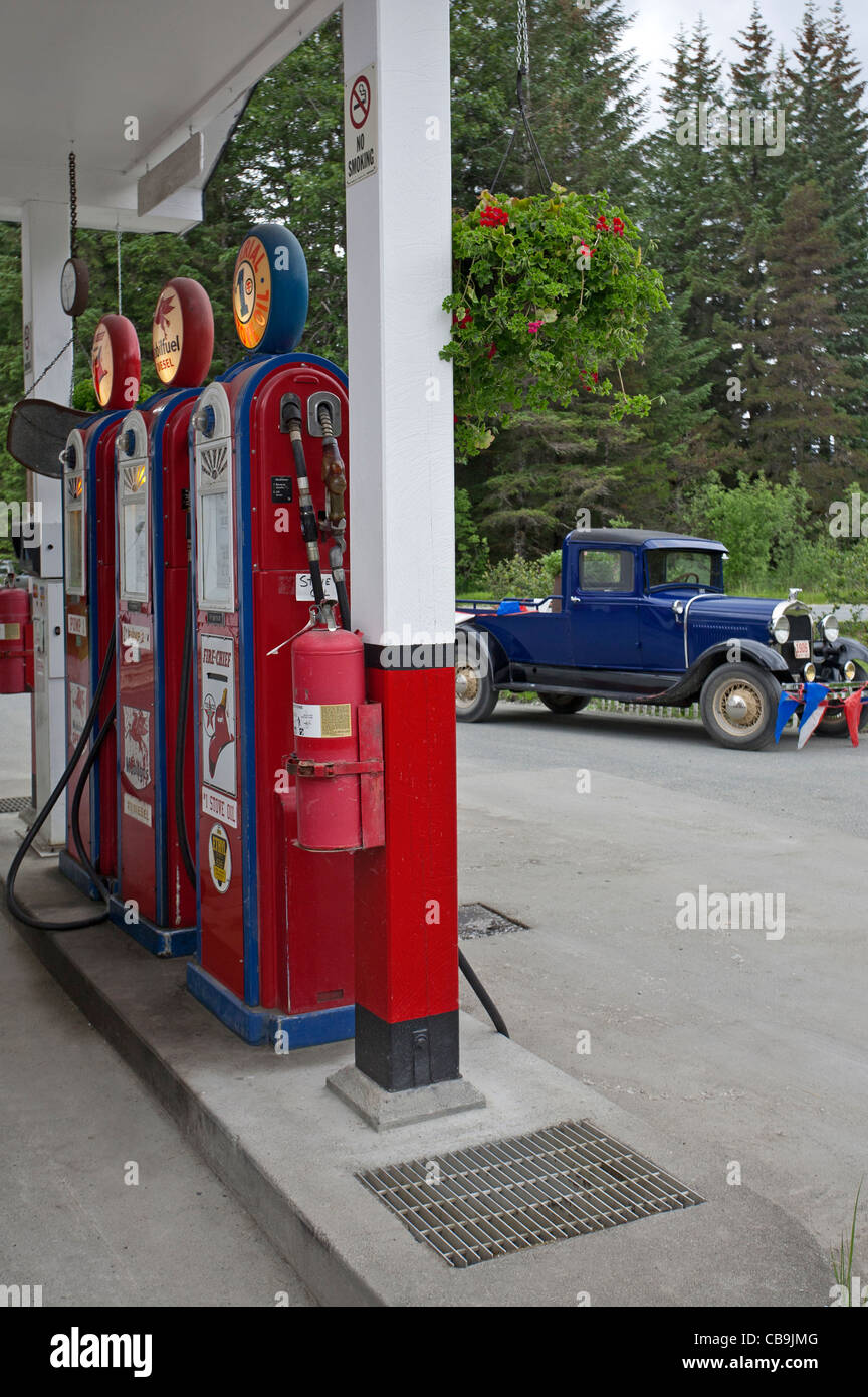 Old petrol station. Gustavus. Alaska. USA Stock Photo