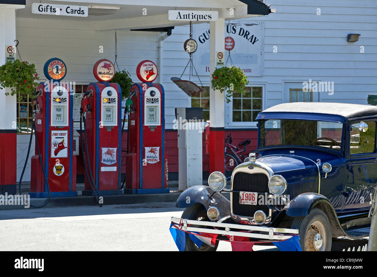 Old petrol station. Gustavus. Glacier Bay. Alaska. USA Stock Photo