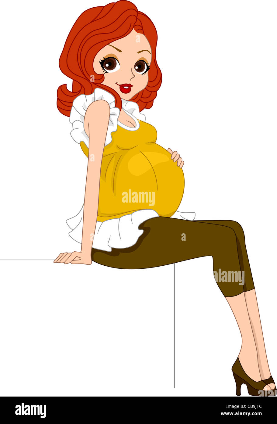 Illustration of a Pregnant Pinup Girl Stock Photo