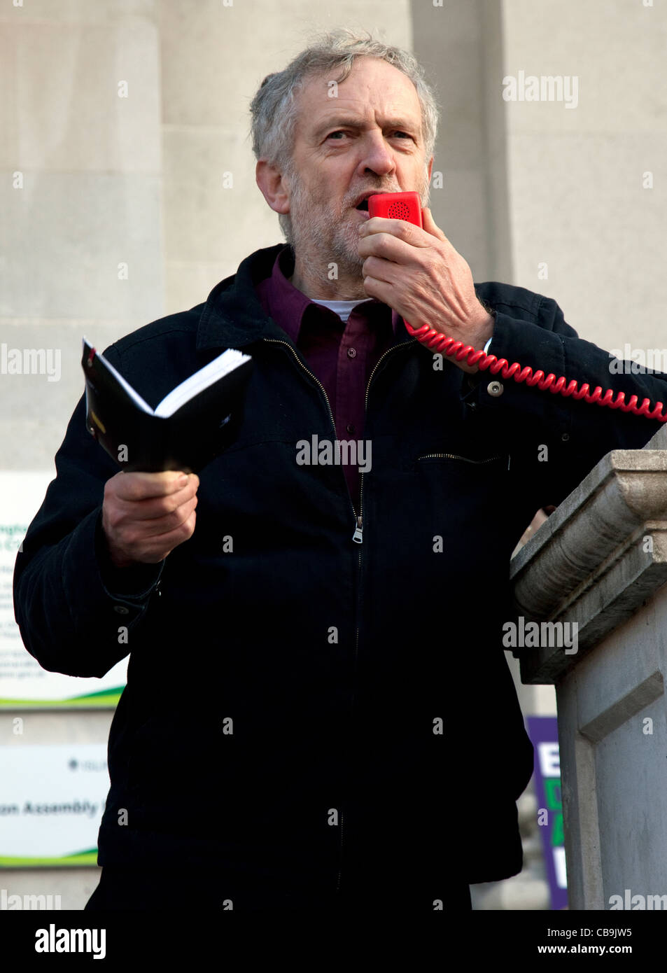 Day of Action trades union public sector rally outside Islington Town Hall, London - Jeremy Corbyn MP Stock Photo