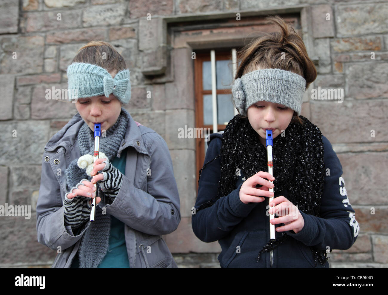 Tin whistle buskers, Carrickmacross Stock Photo