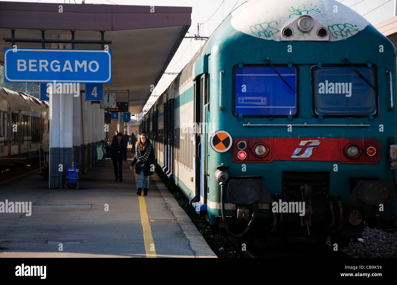 Bergamo Railway Station platform 4 Stock Photo