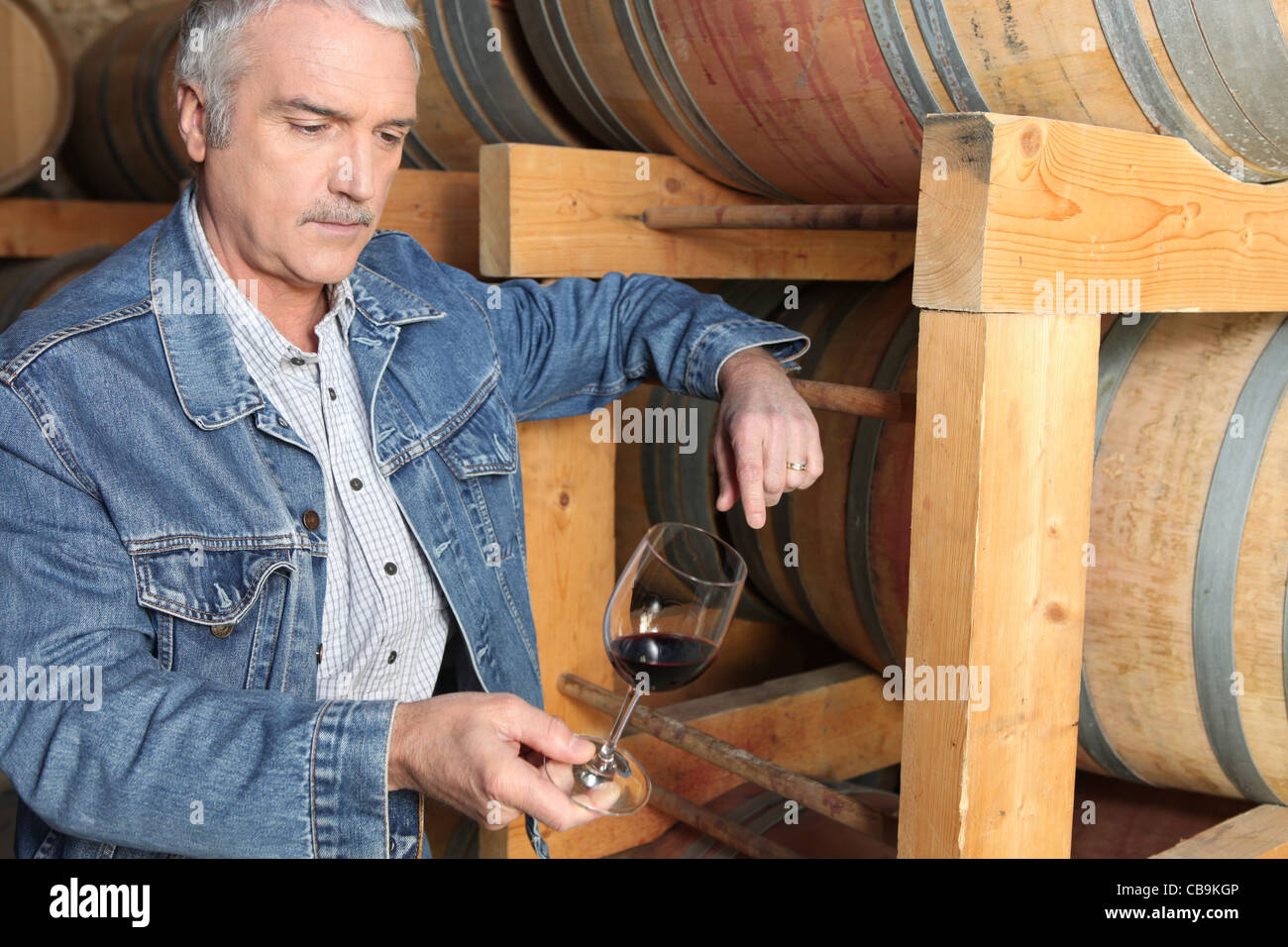 Man in wine cellar Stock Photo - Alamy