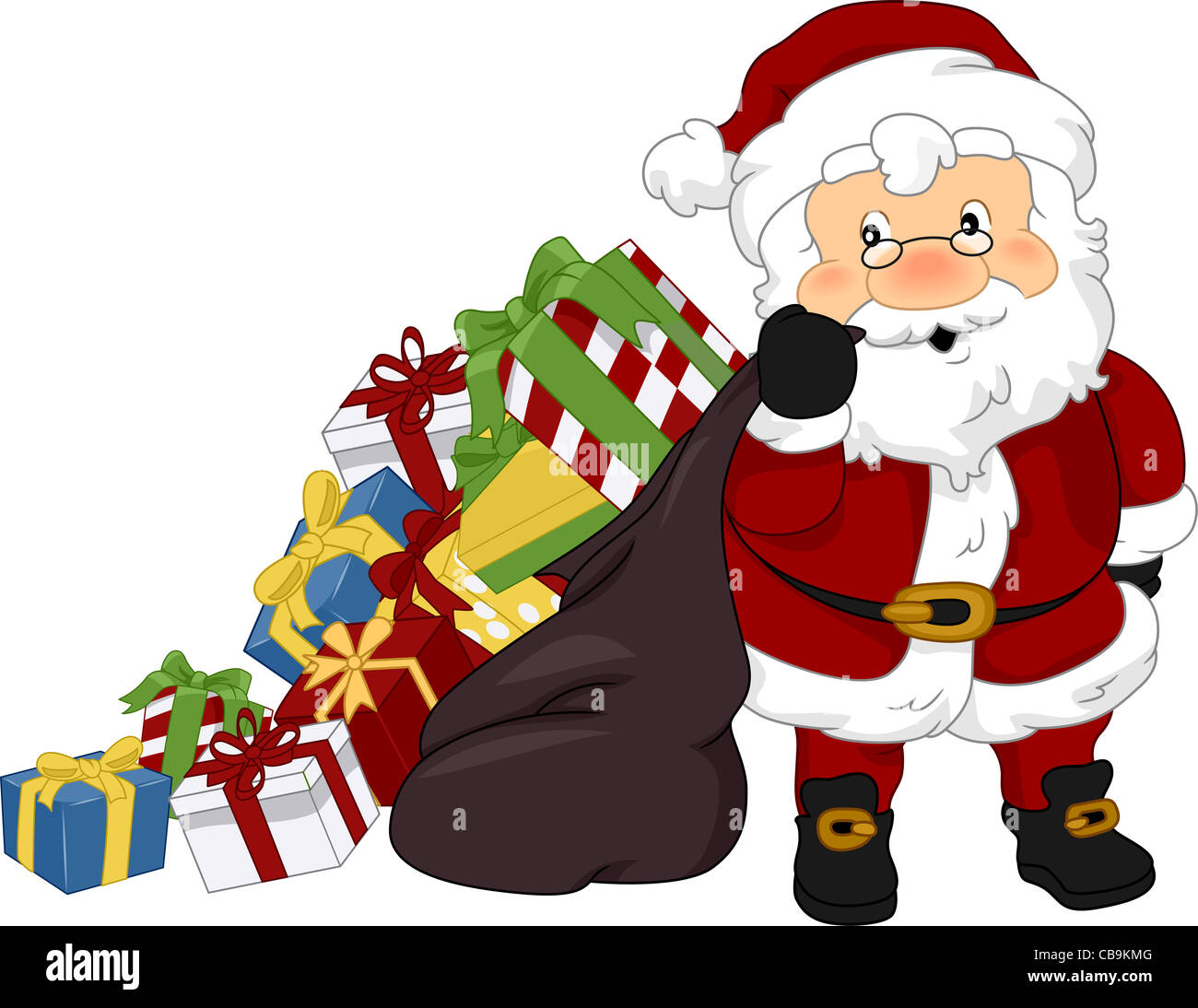 Illustration of Santa Claus Carrying Christmas Presents Stock Photo - Alamy