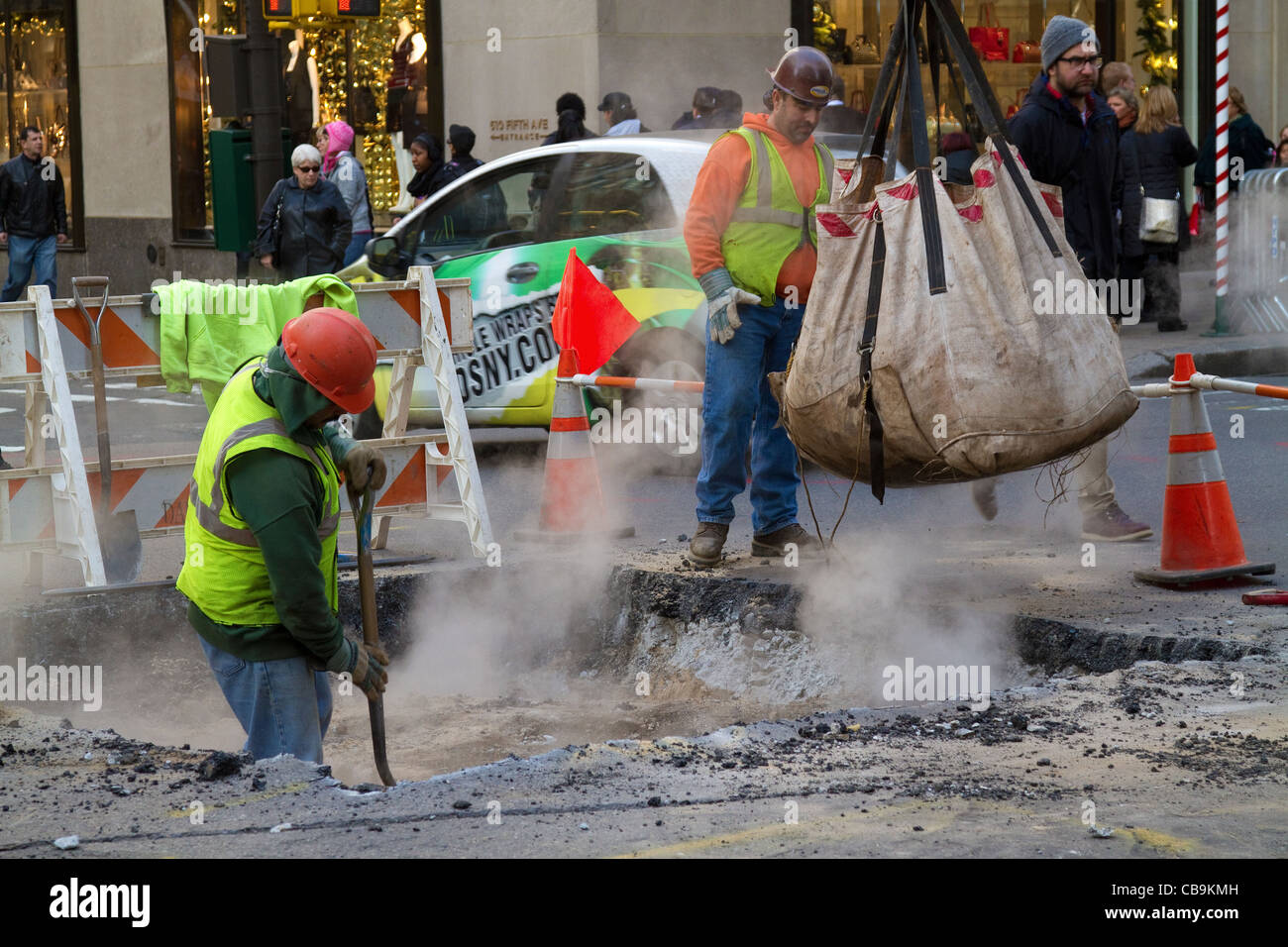 New York street construction scene. Stock Photo