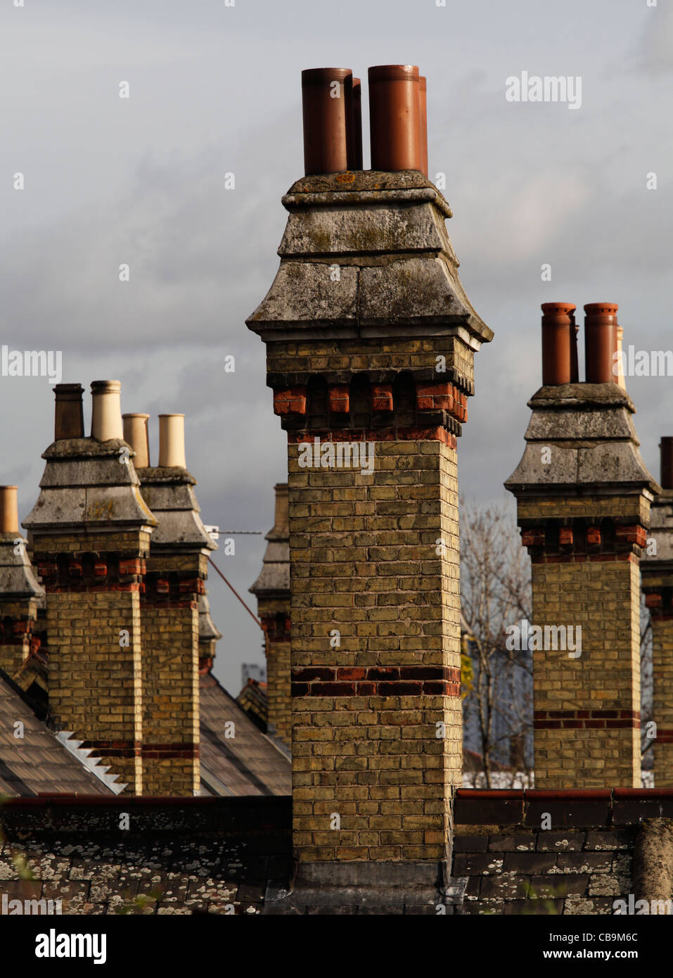 Old chimneys in Victorian houses in Manchester, England, UK Stock Photo Alamy