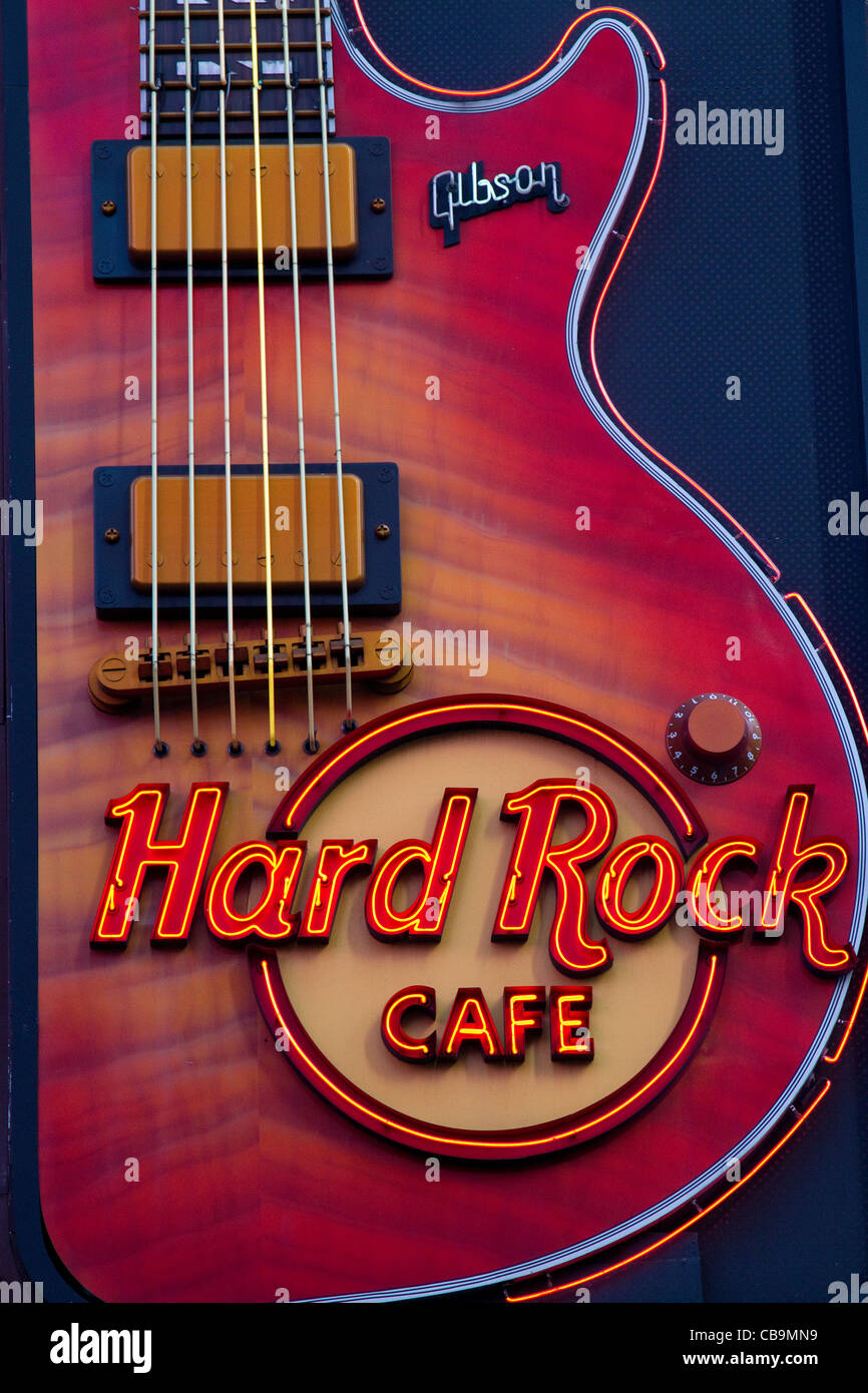 Hard Rock Cafe sign in New York city. Stock Photo