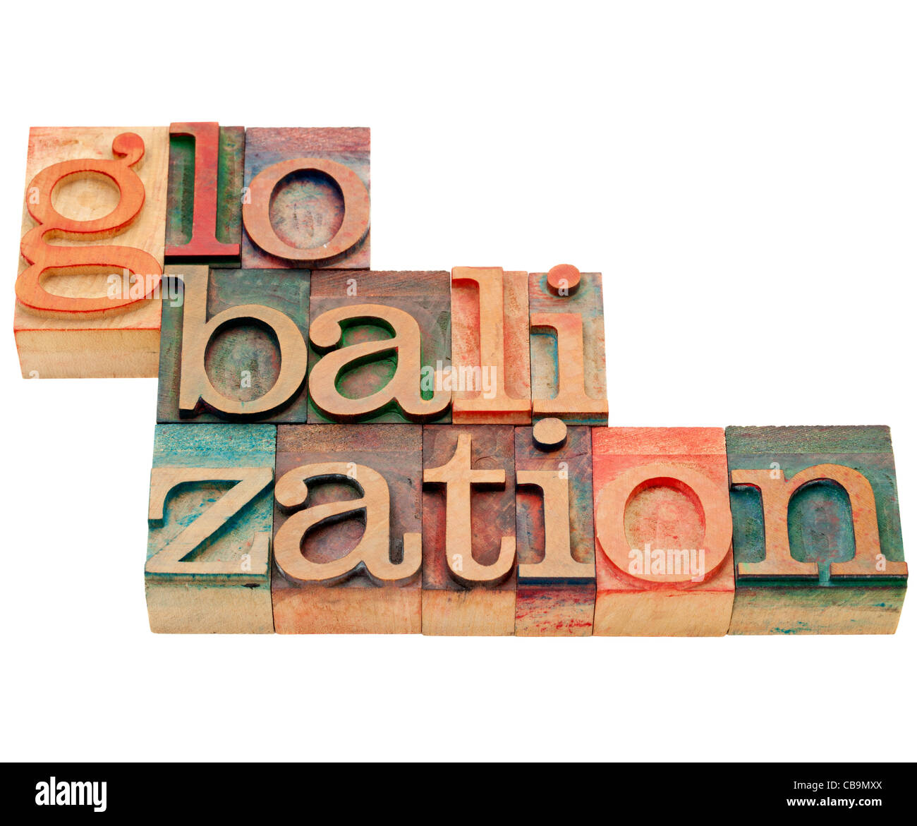 globalization - isolated word in vintage wood letterpress printing blocks Stock Photo