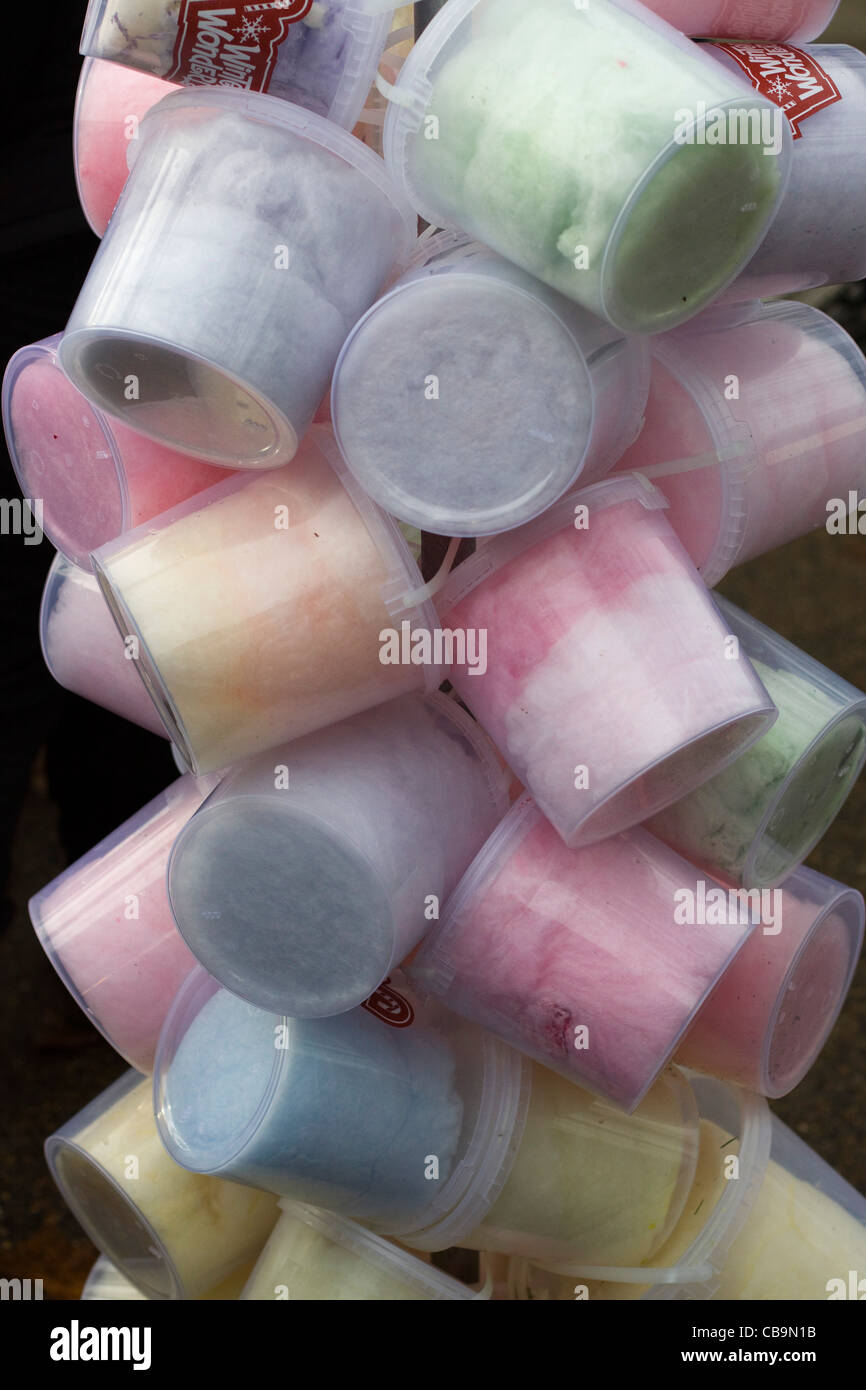Buckets full of different colored Candy floss Stock Photo Alamy