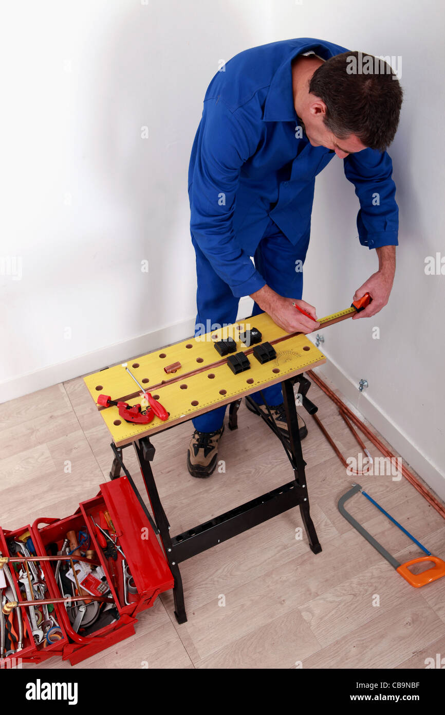 electrician fixing breaker box Stock Photo Alamy