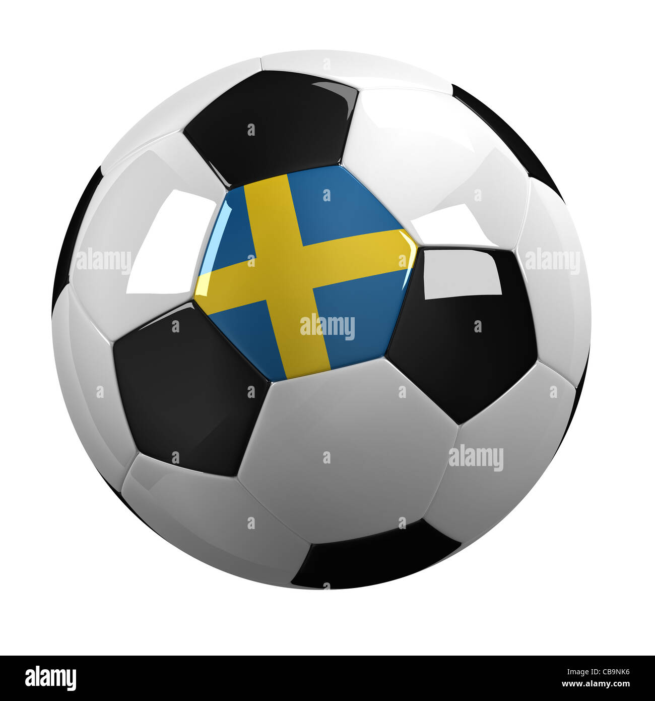 Soccer Ball with the flag of Sweden on it Stock Photo