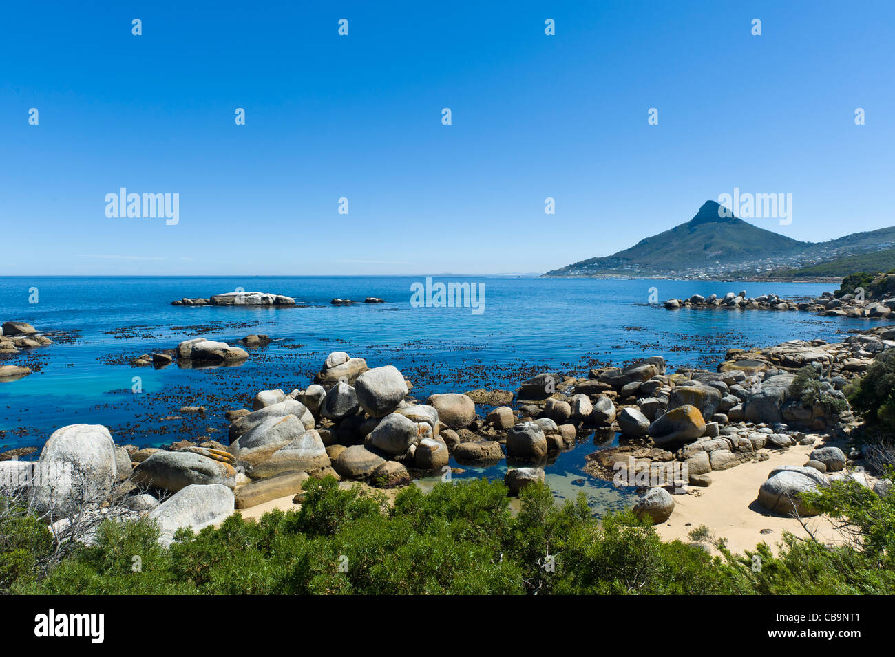 Coastline south of Camps Bay -Lions head in the background- Cape Town South Africa Stock Photo
