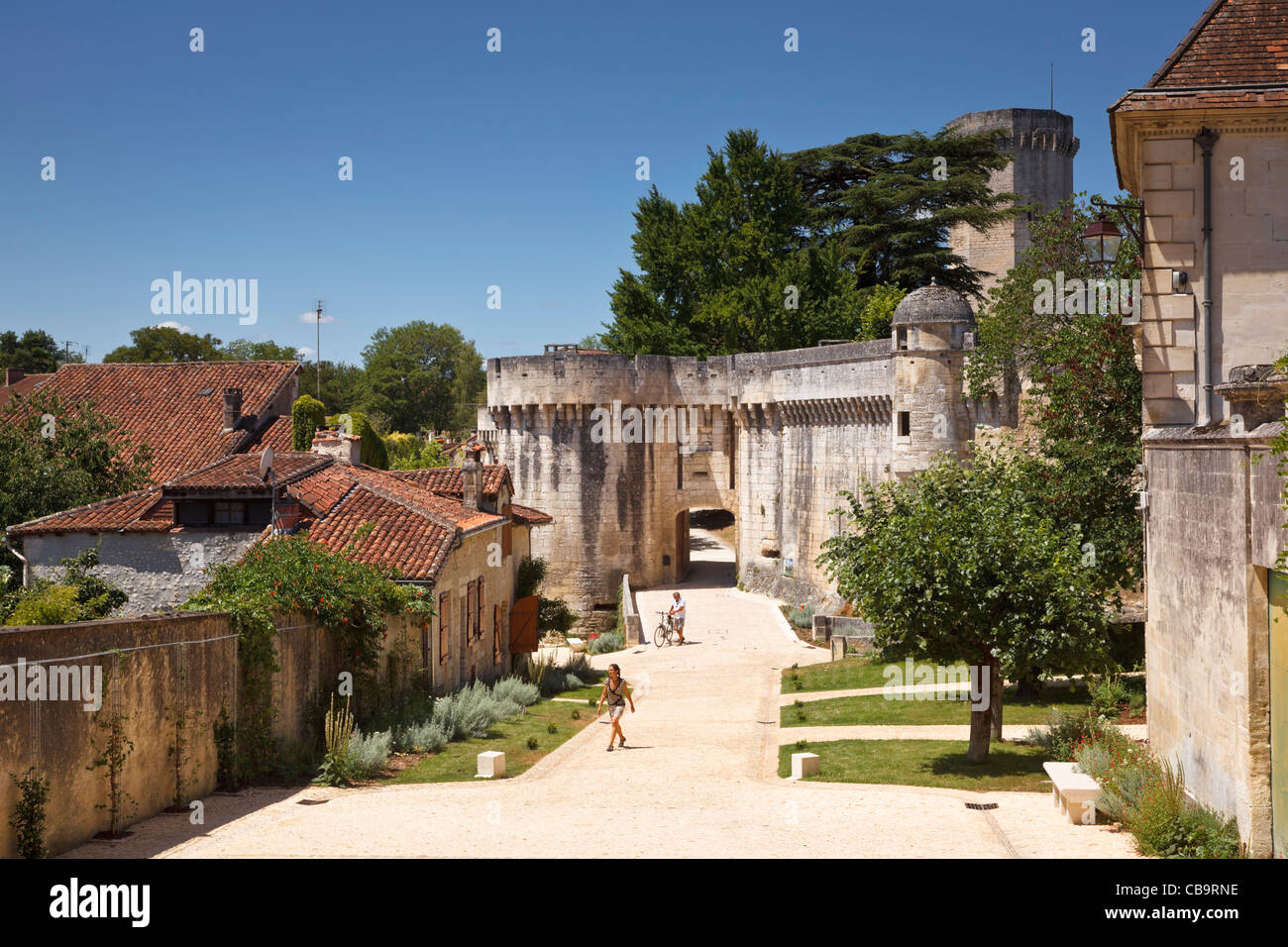 Chateau gateway at Bourdeilles, Dordogne, France Stock Photo