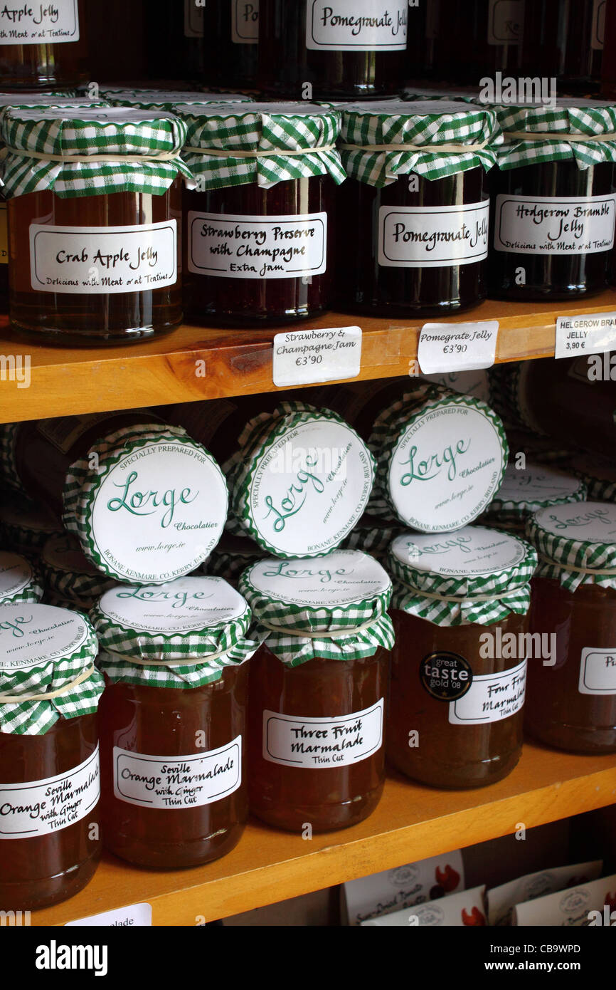 Home-made jams and marmalades in a shop in the West of Ireland Stock Photo