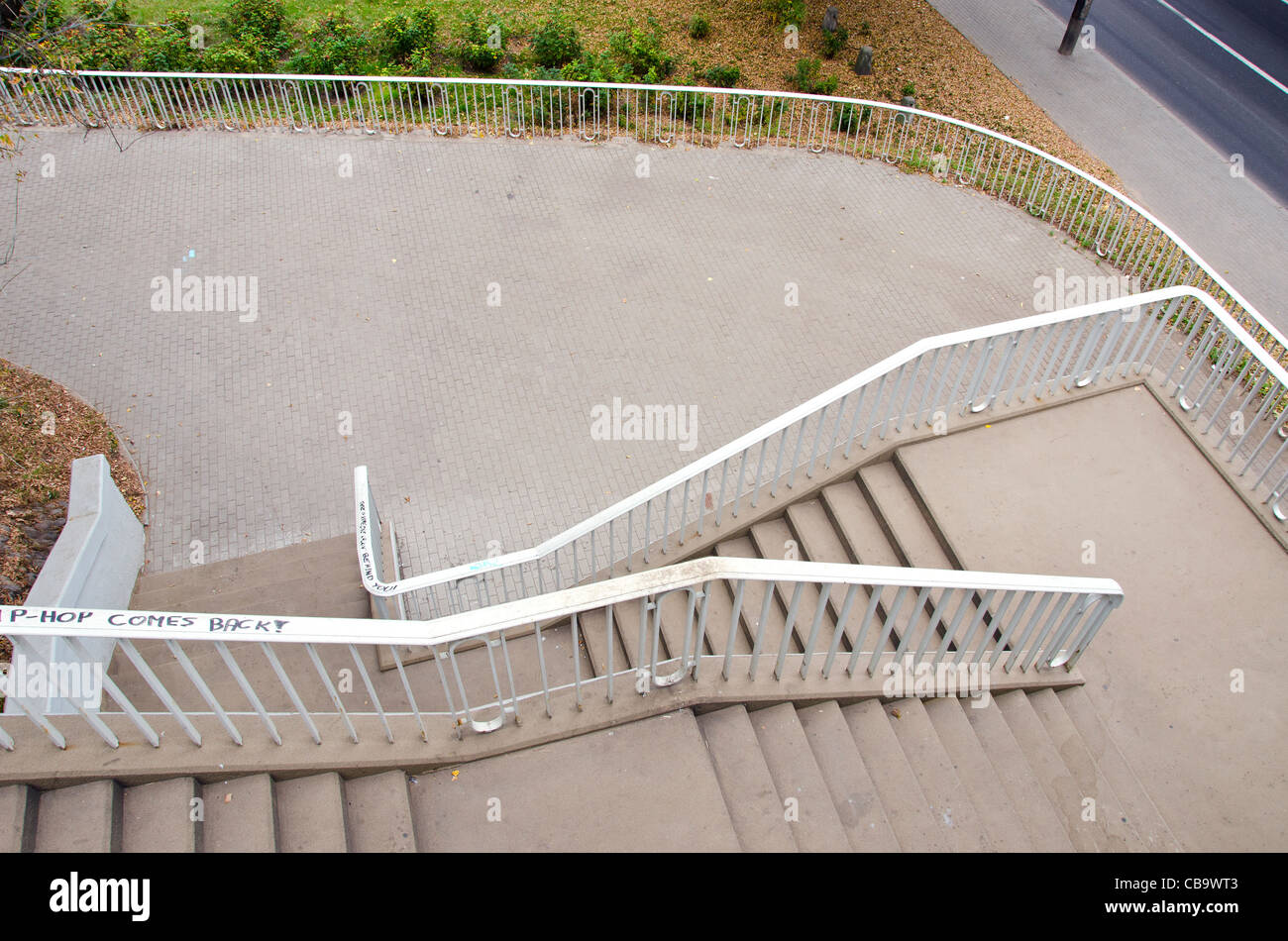 urban overpass staircase with white rails Stock Photo - Alamy
