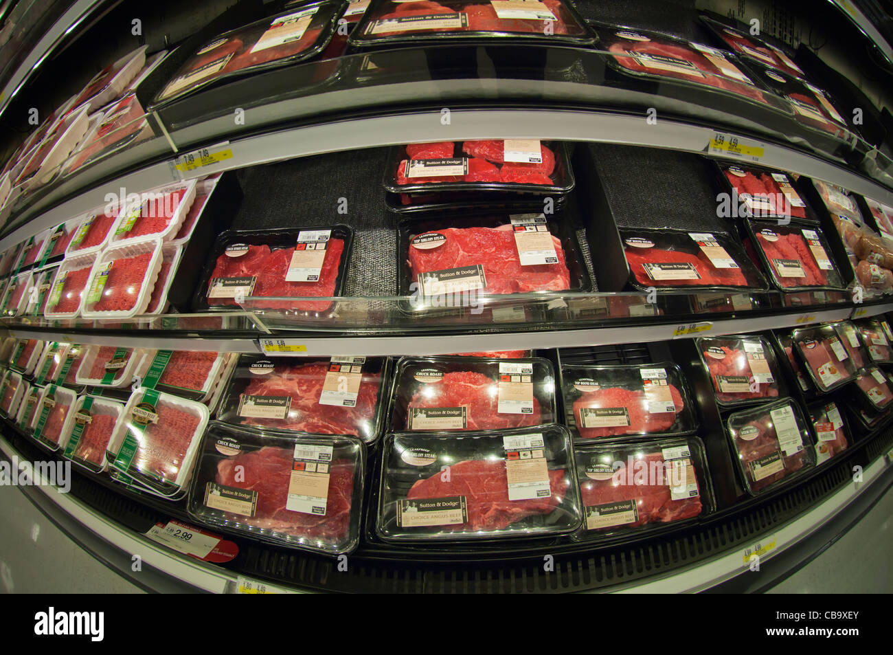 Packaged meat in the grocery department in a Target store in